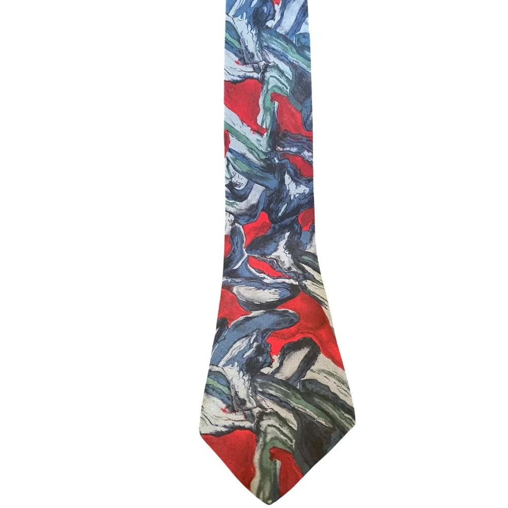 J.‎ Garcia Liquid Torso Collection Nine Silk Tie Abstract Red Blue Mens Necktie